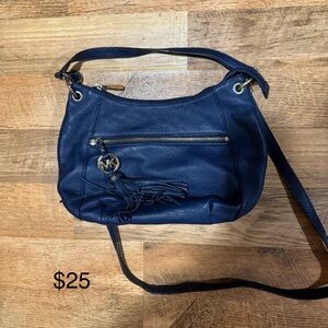 Elegant Navy Shoulder Bag with Tassel
